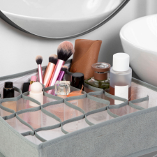  Bewello Szövet tárolódoboz - 32 x 32 x 10 cm - 24 zseb - szürke bútor