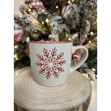 Bézs alapon piros hópelyhes kerámia bögre bögrék, csészék