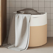  bézs és fehér pamut tárolókosár Ø40 x 35 cm bútor