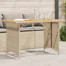  bézs polyrattan falapos kerti asztal 110x68x70 cm kerti bútor