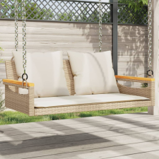 Bézs polyrattan hintapad párnákkal 109 x 62 x 40 cm hintaágy
