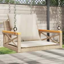  Bézs polyrattan hintapad párnákkal 63 x 62 x 40 cm hintaágy