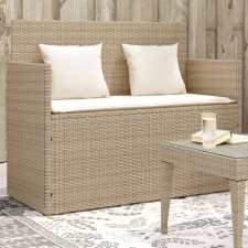  bézs polyrattan kerti pad párnákkal kerti bútor