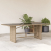  bézs polyrattan üveglapos kerti asztal 190 x 80 x 75 cm
