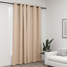  Bézs vászonhatású sötétítőfüggöny fűzőkarikával 290 x 245 cm lakástextília