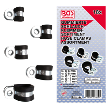 BGS Technic Gumírozott tömlőbilincs-készlet, Ø 6 - 16 mm, 18 darabos (BGS-14145) autójavító eszköz