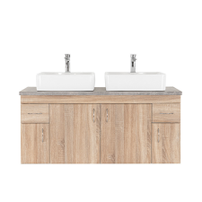  Bianco 130 alsó szekrény mosdó nélkül sonoma tölgy beton munkalappal fürdőszoba bútor