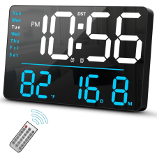  Big Design Digitális asztali - fali Led óra, ébresztőóra, dátum, hőmérséklet, távirányítóval, 27c... ébresztőóra