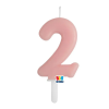 Big Party 2-es számos gyertya babarózsaszín 7 cm-es