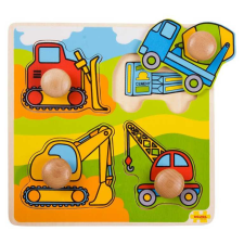 Bigjigs fa puzzle Munkagépek 4 db puzzle, kirakós