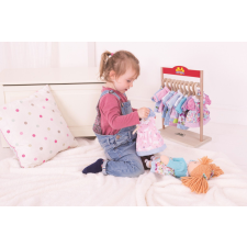 Bigjigs Kék pöttyös ruha szarvassal 28 cm-es babához játékbaba felszerelés