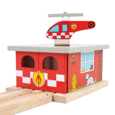 Bigjigs Rail fa tűzoltóállomás kreatív és készségfejlesztő