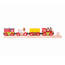 Bigjigs Rail fa vonat szett farm + 3 sín kreatív és készségfejlesztő