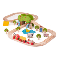 Bigjigs Rail fa vonatpálya farm kreatív és készségfejlesztő