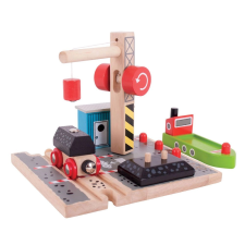 Bigjigs Rail Szénrakodó állomás daruval vágány