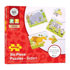 Bigjigs Toys 3 fából készült puzzle készlet - Merry Jungle puzzle, kirakós