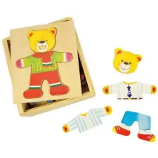 Bigjigs Toys Bigjigs Fából készült öltöztetős puzzle dobozban - Medve úr puzzle, kirakós