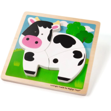 Bigjigs Toys Chunky Lift-Out Puzzle Cow interaktív formaberakó játék fából készült 12 m+ 1 db készségfejlesztő