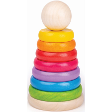 Bigjigs Toys First Rainbow Stacker gyűrűpiramis fából készült készségfejlesztő
