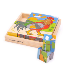 Bigjigs Toys Kockás puzzle - Farm állatok puzzle, kirakós