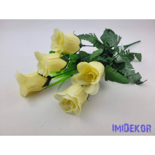 Bimbós rózsa 5 ágú selyem csokor 43 cm - Krém dekorációs kellék