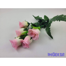  Bimbós rózsa 5 ágú selyem csokor 43 cm - Rózsaszín dekorációs kellék