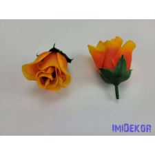  Bimbós rózsa selyemvirág fej M5,5 cm - Átmenetes Narancs dekoráció