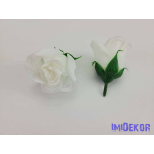  Bimbós rózsa selyemvirág fej M5,5 cm - Törtfehér dekorációs kellék