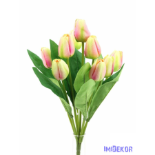  Bimbós tulipán 9 fejes selyem csokor 43cm - Átmenetes Rózsaszín dekoráció