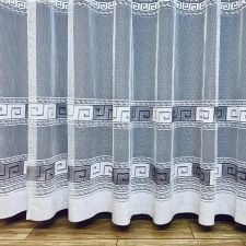 Bingoo Függöny Görög minta 2, fehér alapon szürke, 300x175 cm lakástextília