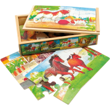 bino fából készült puzzle dobozban állatkákkal puzzle, kirakós
