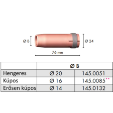 Binzel Gázterelo BINZEL MB401/501/26 KD NW16/76 hegesztés