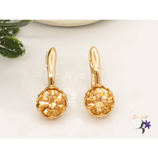  Birgit-S antiallergén borostyán sárga cirkóna köves fülbevaló-18K fülbevaló