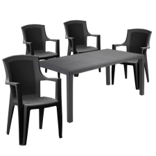 Birgu 4 személyes Kerti Bútor Szett Kingston székkel - Antracit SX kerti bútor