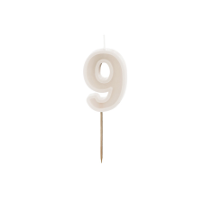 Birthday candle Number 9, warm grey, 6 cm party kellék