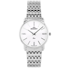  Bisset női karóra ezüst acél szíjjal, fehér számlap, 34 mm quartz karóra