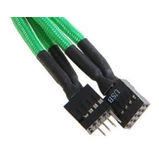  BitFenix belső USB hosszabbító 30cm harisnyázott, zöld / fekete modding