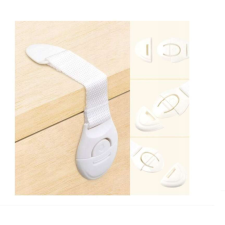 Biztonsági zár szekrényhez, Műanyag / Textil, 21,5 cm, Fehér 10 darab bababiztonság