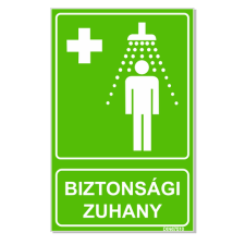  Biztonsági zuhany - utánvilágító műanyag, 200*200mm információs tábla, állvány