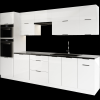 Black&White style MARION II KONYHABLOKK 300CM MAGASFÉNYŰ FEHÉR, MUNKALAP NÉLKÜL