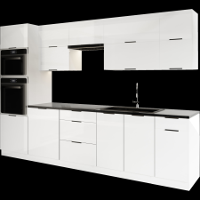 Black&White style MARION II KONYHABLOKK 300CM MAGASFÉNYŰ FEHÉR, MUNKALAP NÉLKÜL bútor