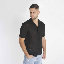  Black Jacquard Shirt - fekete kötött ing - Méret: XXL férfi ing