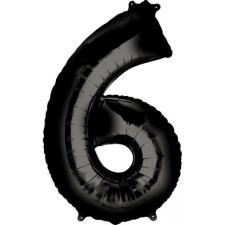 Black óriás szám fólia lufi 6-os, 86*55 cm party kellék