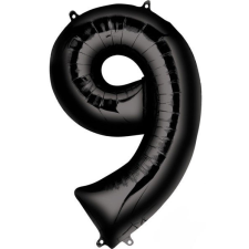 Black óriás szám fólia lufi 9-es, 86*55 cm party kellék