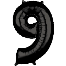  Black Szám 9 Fólia lufi 66x43 cm party kellék