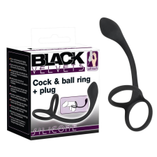 Black Velvet Black Velvet - vékony análdildó pénisz- és heregyűrűvel (fekete) anál