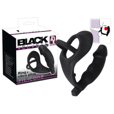 Black Velvets Black Velvet - péniszes análvibrátor pénisz- és heregyűrűvel (fekete) anál