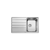 Blanco LEMIS 45 S-IF mosogatótálca, forgatható, fényezett rozsdamentes acél, 2 csaplyukkal, excenterrel