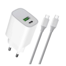 BLAUTEL 4-OK hálózati töltő USB-A + USB-C aljzat (20W, PD gyorstöltő 3.0 + USB-C kábel) fehér (CVPDCC) mobiltelefon kellék