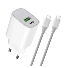 BLAUTEL 4-OK hálózati töltő USB-A + USB-C aljzat (20W, PD gyorstöltő 3.0 + USB-C kábel) fehér (CVPDCC) (CVPDCC) mobiltelefon kellék